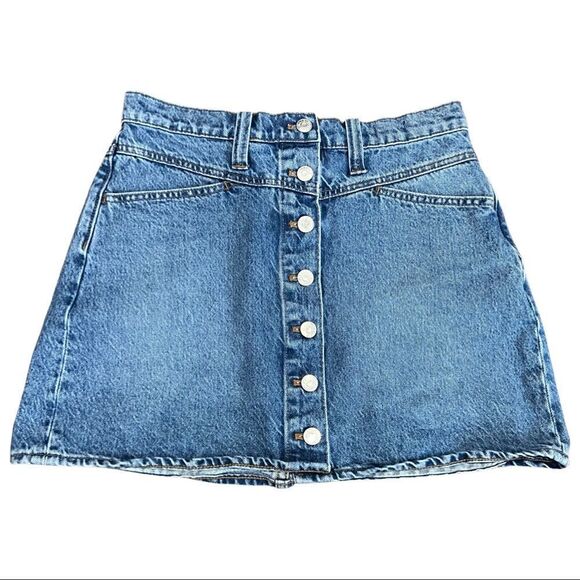 Madewell Dresses & Skirts - 𝅺Madewell Stretch denim A-line button front denim skirt size 27